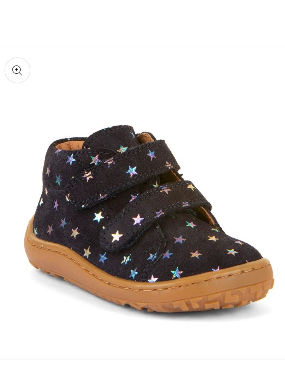 Froddo Toddler Girls Black Suede And Star Print Barefoot First Step Shoes